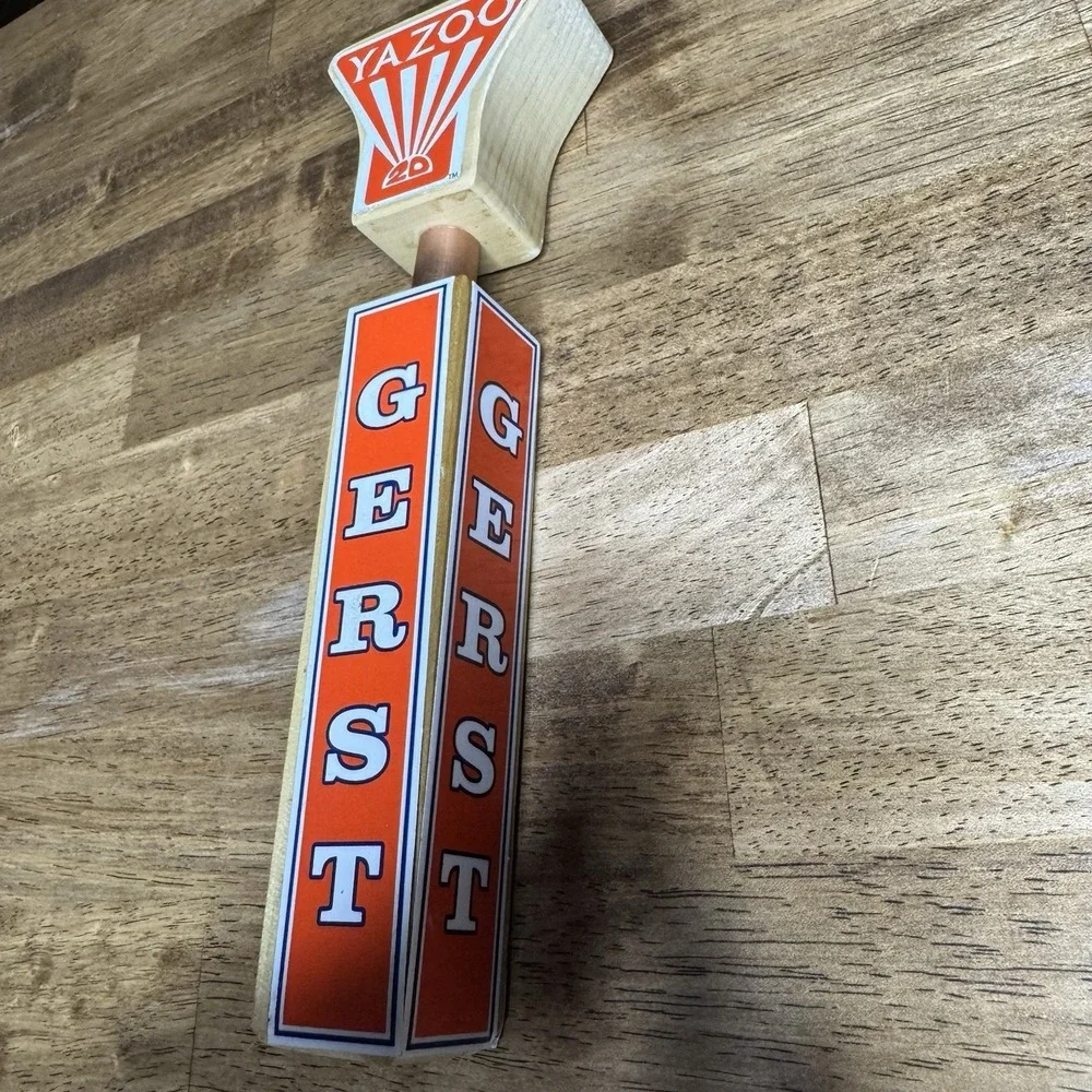 Yazoo Gerst Beer Tap Handle Wood Orange White Draft Kegerator Bar Man Cave Decor
